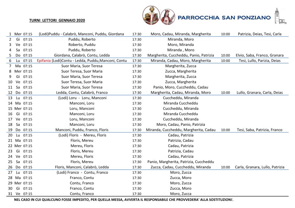 Schema lettori Gennaio 20201